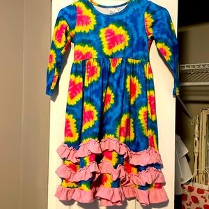 Tie dye rainbow heart dress
